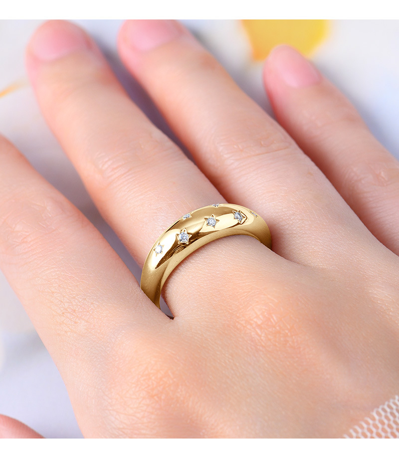 Fashionable Starry Sky Moissanite Ring, Cool S925 Sterling Silver Ring Plated 18K Gold