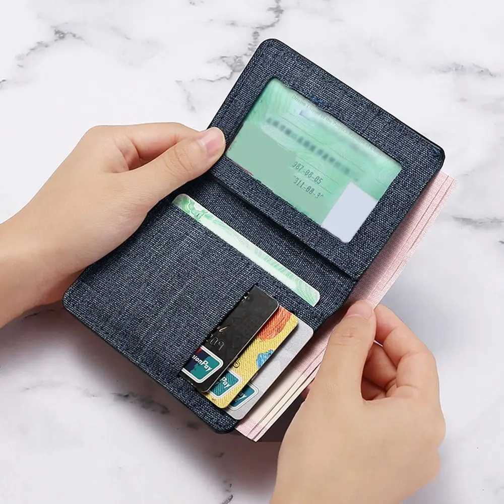 Bifold Women Men Short Wallet Portable Canvas Zippered Coin Purse Multi-purpose Multi-Pocket Business Card Holder Z250621