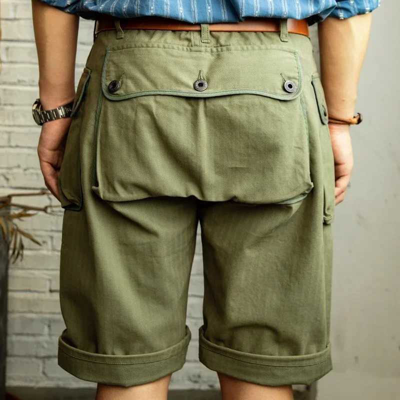 P44-0003 WW2 US Military Style 7.5oz U HBT Bermuda Mens Super Top Quality Cotton Vintage Casual Durable Stylish Cargo Shorts W250621
