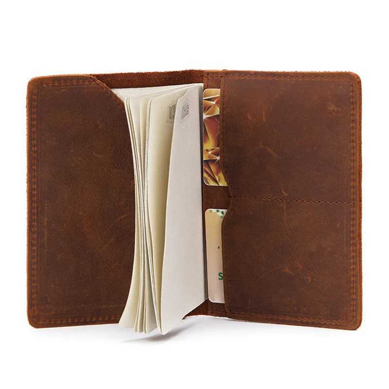 Genuine Leather Crazy Horse Passport Cover Men Wallet ID Case Vintage Male Passport Holder for Men Slim Document Z250621