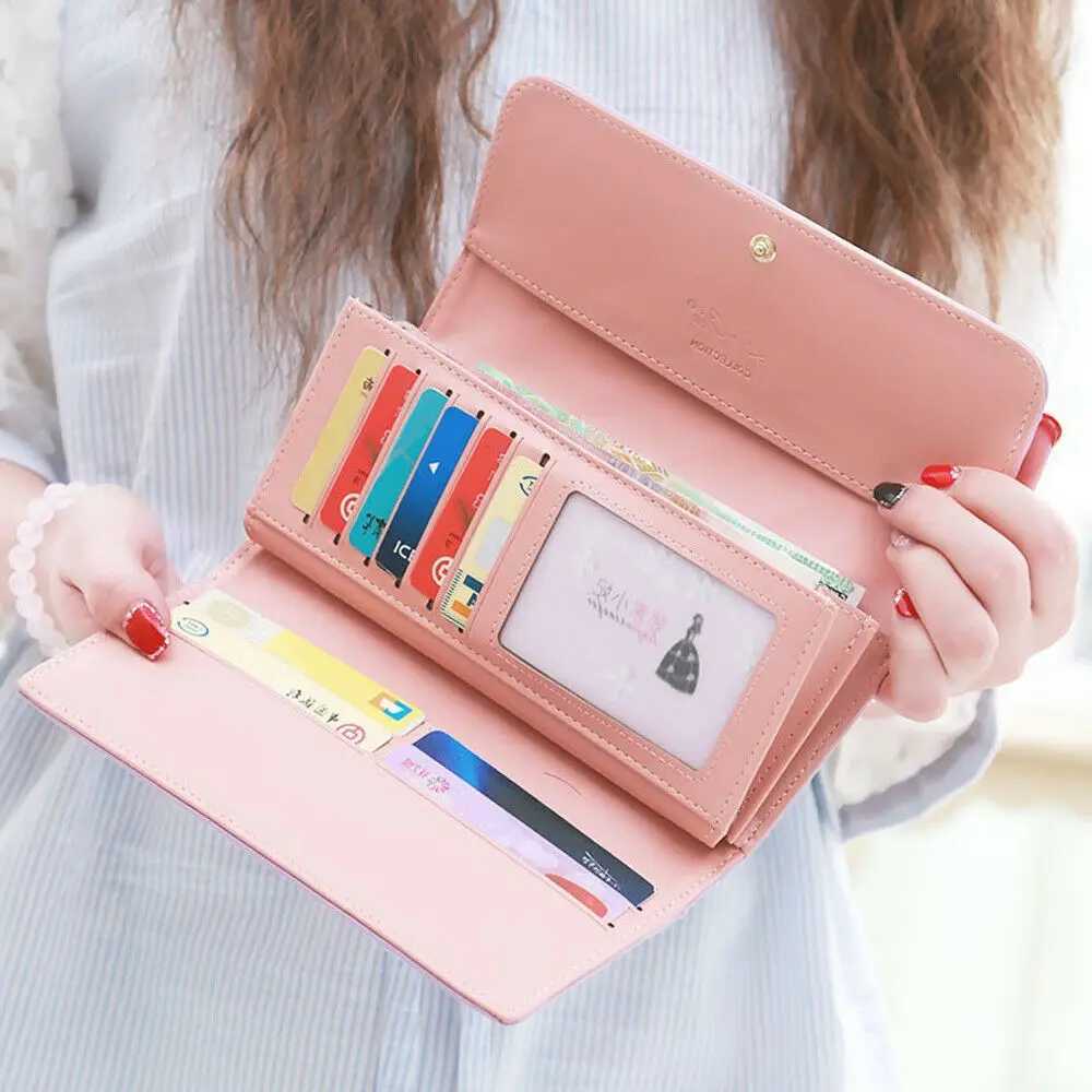 Fashion Womens Long Wallet Crown PU Leather Bifold Card Holder Money Purse Organizer Cellphone Handbag for Daily Use Z250621