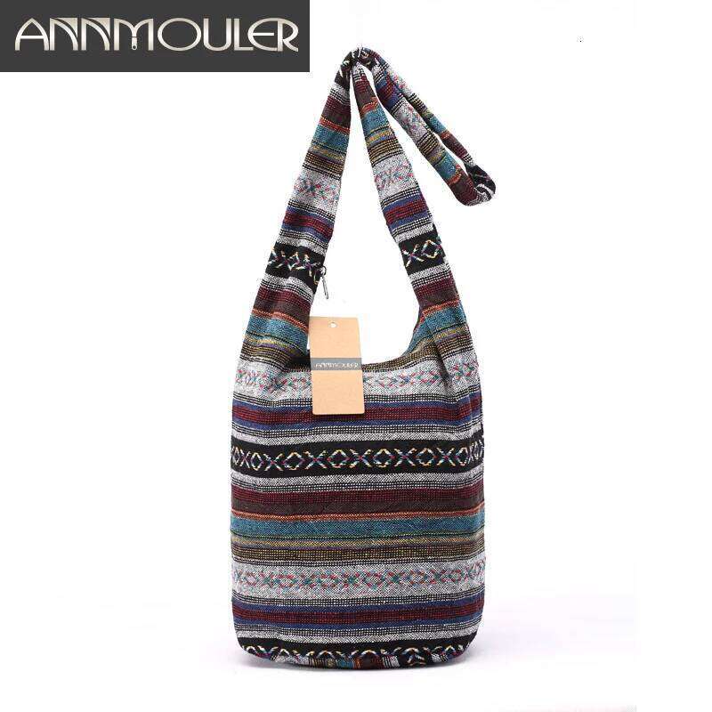Women Vintage Shoulder Mochila Retro Weave Fabric Messenger Bohemian Style Hippie Aztec Folk Tribal Crossbody Bag