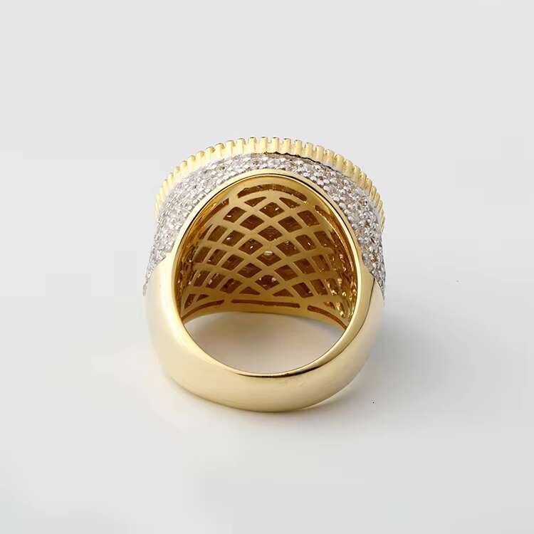 LUCK Hiphop Fine Jewelry Iced Out Cuban Link Ring 925 Sterling Silver VVS Moissanite Diamond Finger Band Hip Hop Ring