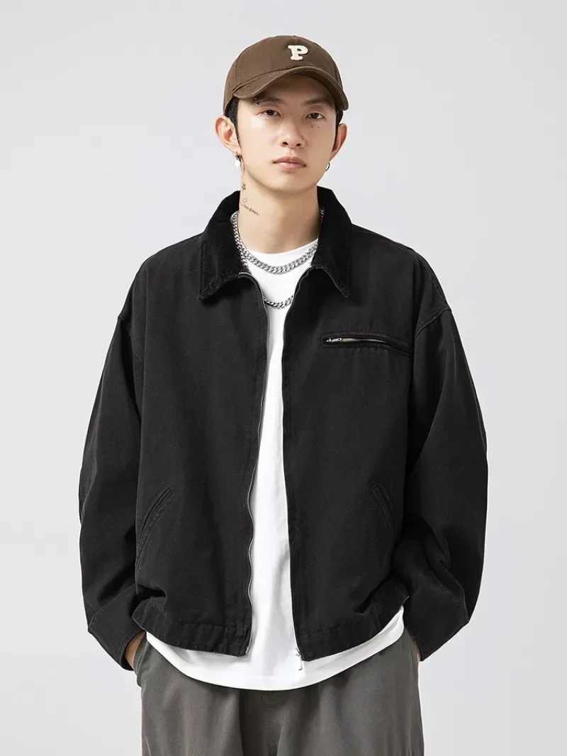 Spring Autumn Retro Distressed Washed Detroit Jacket for Mens New Japanese Loose Casual Fashion Patchwork Lapel Jacket XJ250621