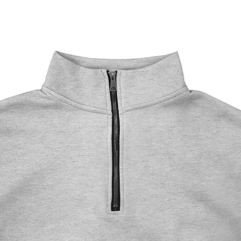 Autumn and winter Napped fabric mens casual long sleeve hoodie solid color half zip stand collar T-shirt top mens pullover Z250621