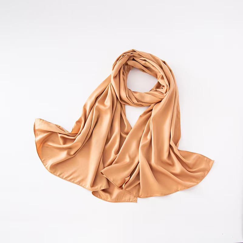 T1024 new style curling solid color satin ladies silk scarf solid color scarf neck shawl long scarf monochrome