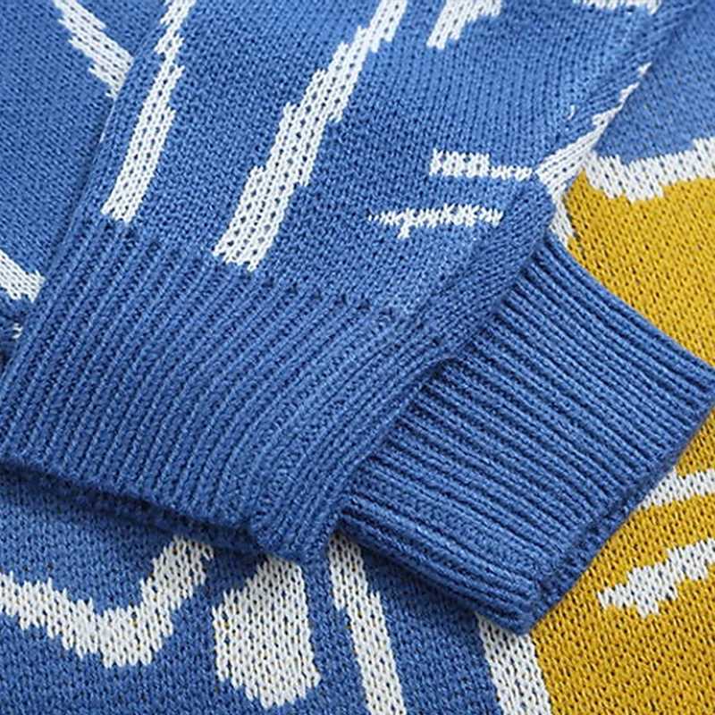 Y2k Vintage Sweater Men 2023 Winter Cartoon Loose Knitted Sweater Japanese Harajuku Hip Hop Streetwear Women Knitwear Pullovers Z250621