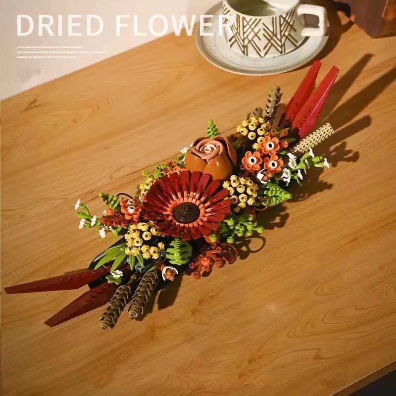 8 Types Bouquet Eternal Flower Roses Orchid Succulents Building Blocks Bonsai Botanic Assemble Bricks Toys Gifts For Girls Kids L250621