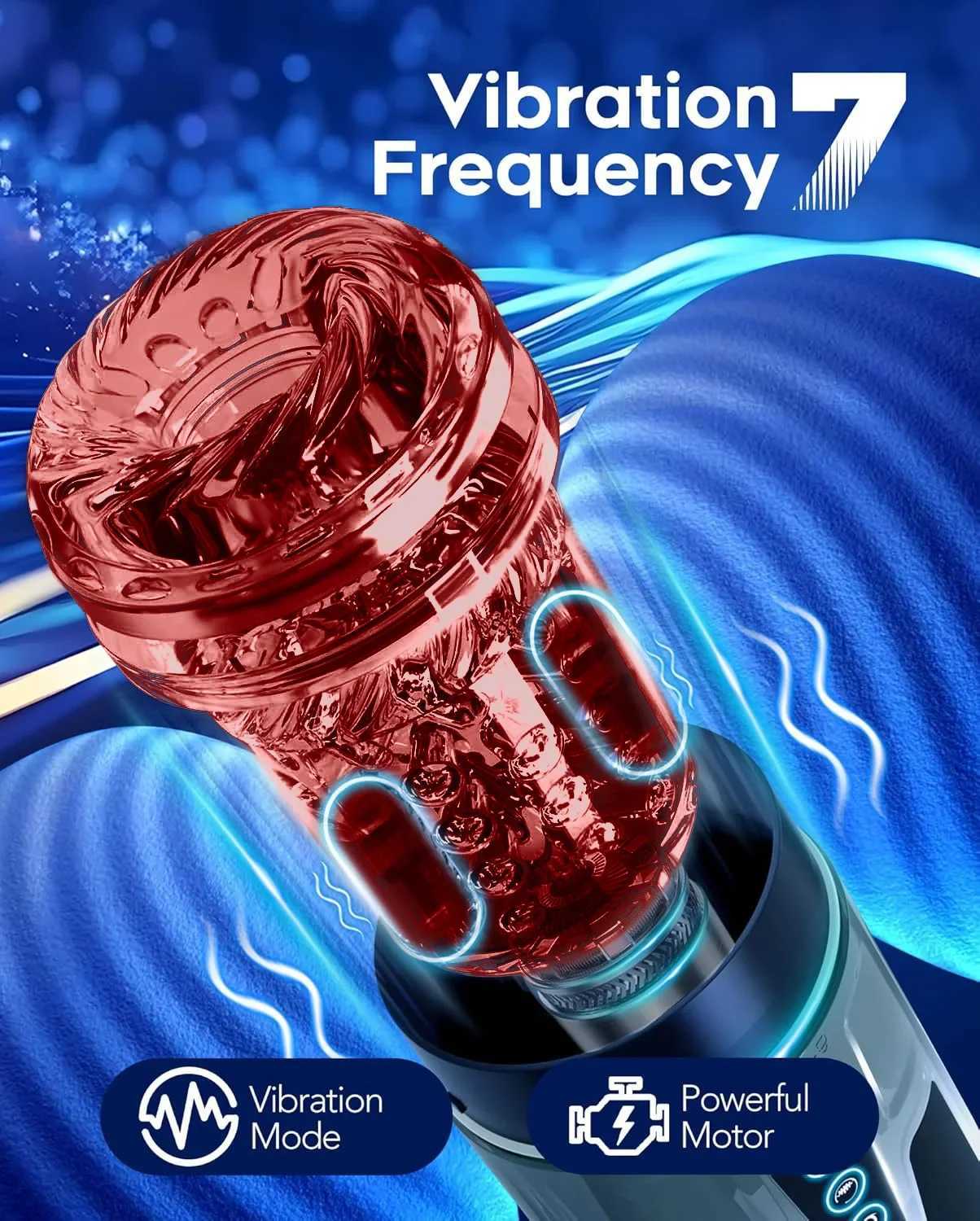 KUSHOR 4in Automatic Male Mastubator LCD Masturbation Cup with 7 Sucking Thrusting Rotating Modes Pocket Pussy Man Sex Toys W250621