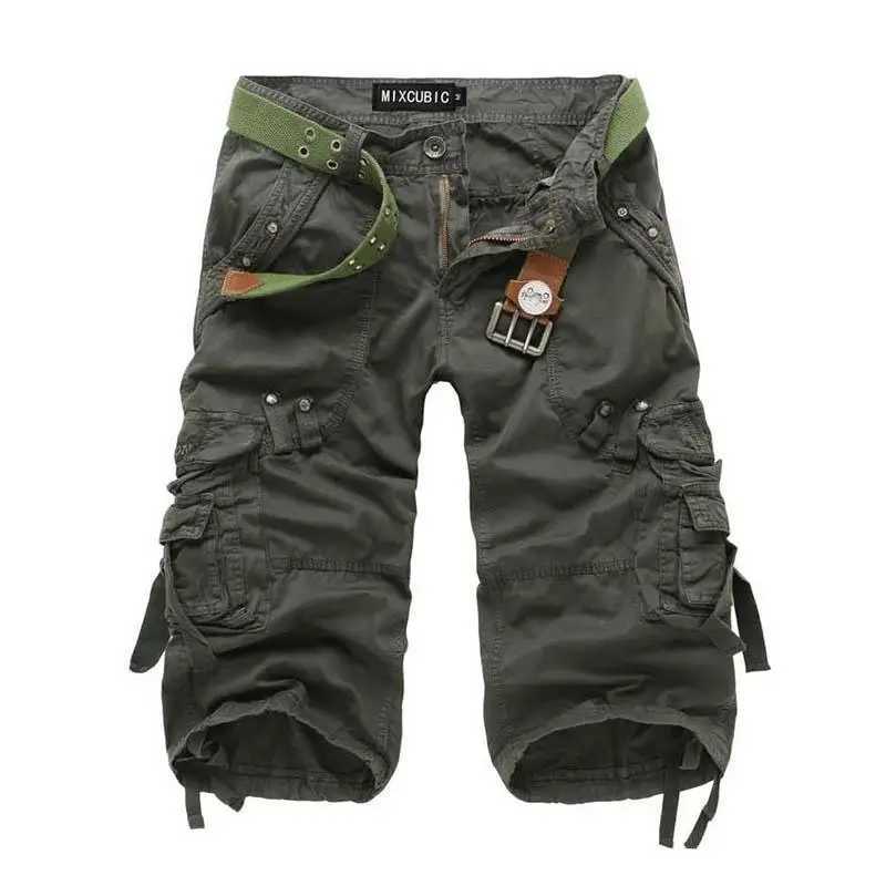 Calf-length Solid Color Multi-pocket Men Shorts for Men Mens Clothing Shorts for Men Summer Cargo Shorts W250621