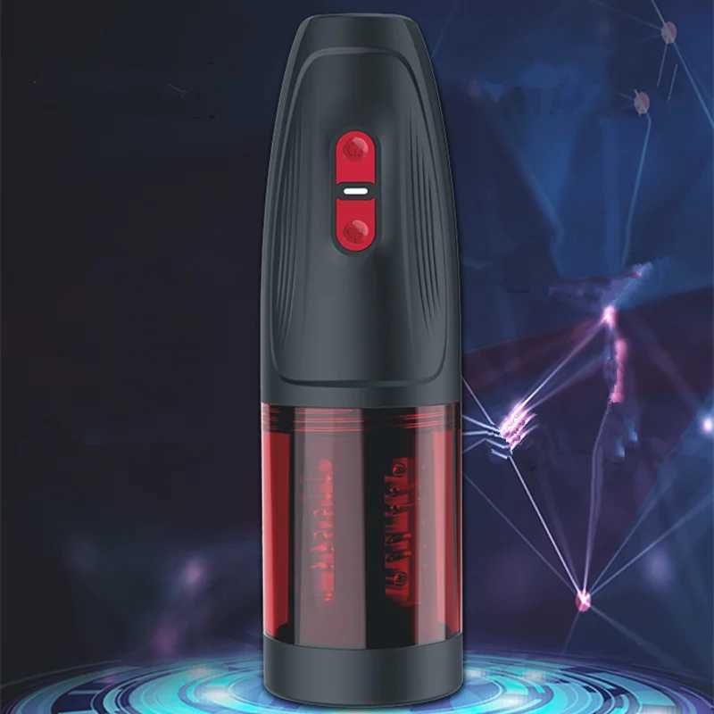 Electric Visible Penis Training Pump Male Masturbator Super Mileage Rotating Telescopic Cup Spiral Warming Realistic Channel Toy W250621