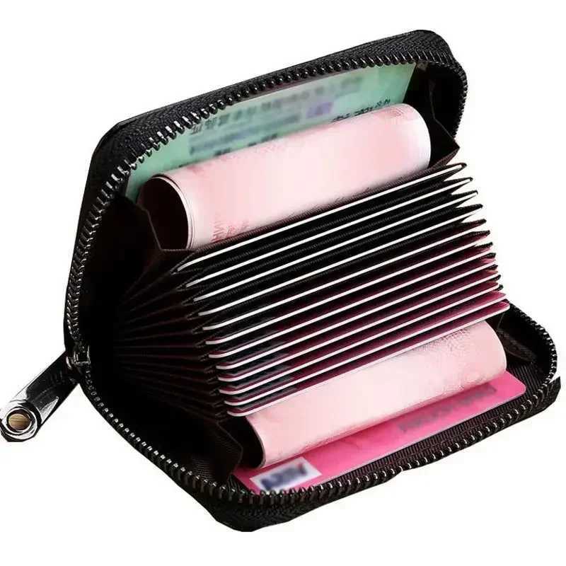 Business Card Holder Wallet Women/men Black Bank/ID/ Holder 9/18 Slots Card Wallet PU Leather Protects Case Coin Purse Z250621