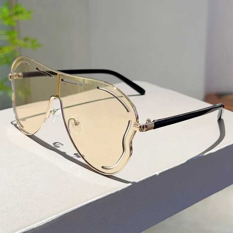 Oversized One-Piece Sunglasses Women Big Frame 2025 Luxury Brand Vintage Special-Shaped Sun Glasses For Ladies Goggles UV400 W250621