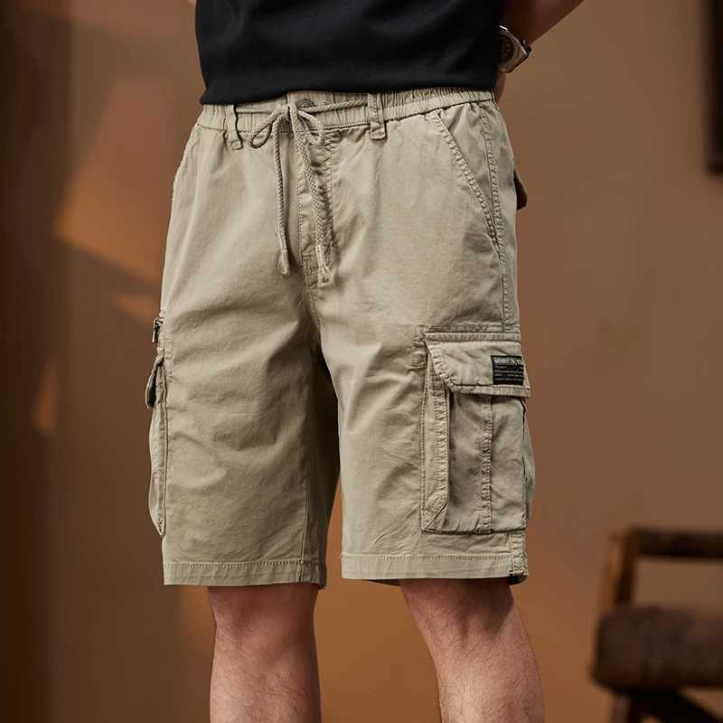 New Men Summer Shorts Pants Multi-Pockets Mens Shorts Casual Male Cargo Shorts Pants Fashion Zipper Elastic Waist Kpop Trendy W250621