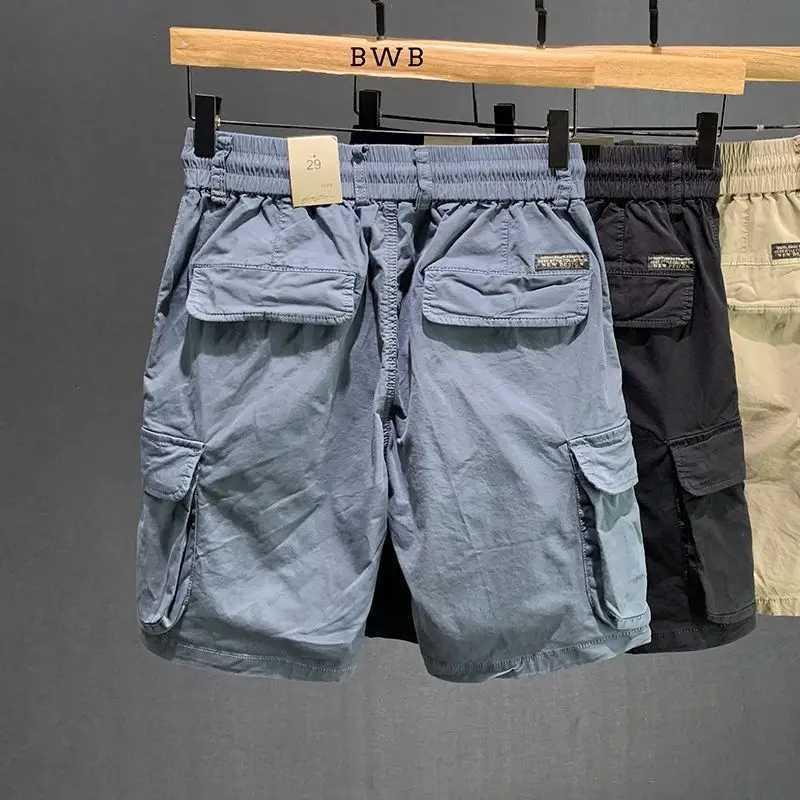 Mens Bermuda Cargo Shorts Solid Cotton Multi Pocket Khaki Male Short Pants Summer Nylon Distressed New in Jorts 2025 Fashion W250621