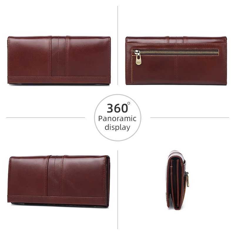 SCHLATUM Women Leather Wallet Long Multifunction Business Card Holder Purse FAshion Female Purse Z250621