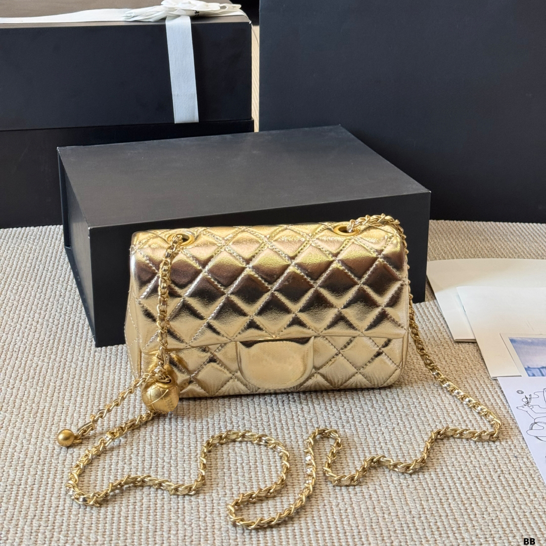 Shoulder Bags Designer Mini Flap bags weave gold Chain Strap Cross Body Handbag With Gold Ball Women Fashion Purse Classic Style Crossbody bag 20cm
