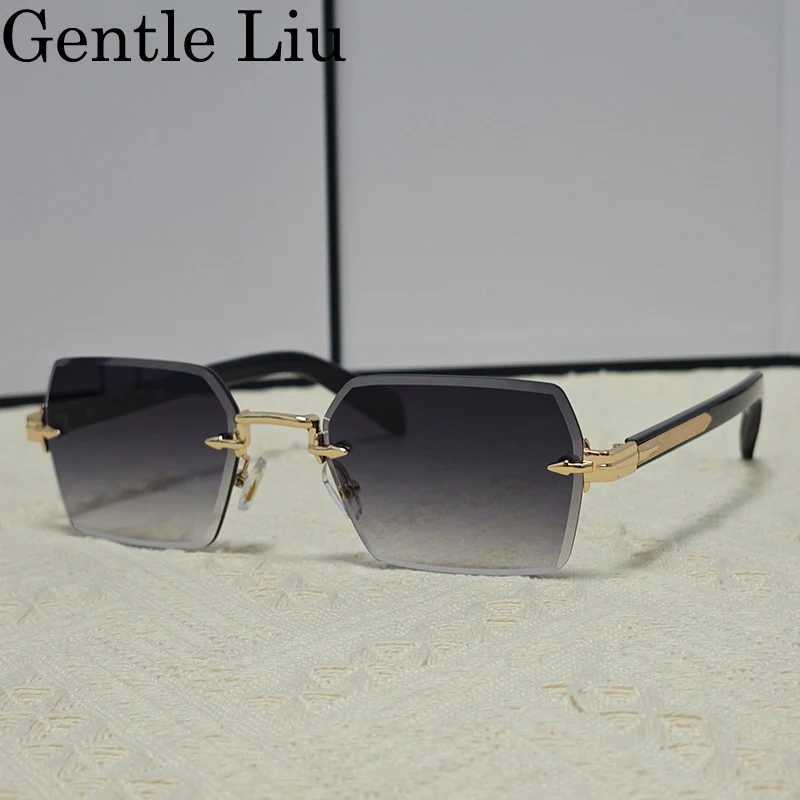 Square Rimless Sunglasses Men 2025 Luxury Brand Designer Vintage Frameless Sun Glasses For Male Rectangle Eyewear Shades UV400 W250621