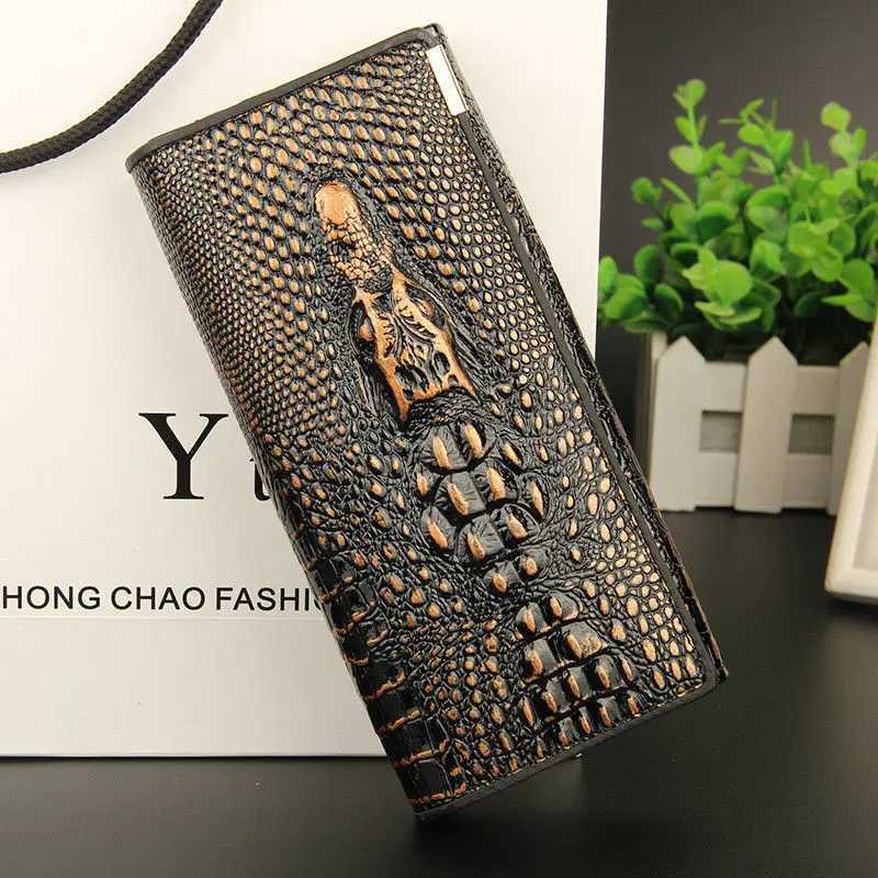 Women PU Leather Handbag Crocodile Pattern Long Wallet Large Capacity Clutch Phone Bag Coin Purse Card Holder for Party Z250621