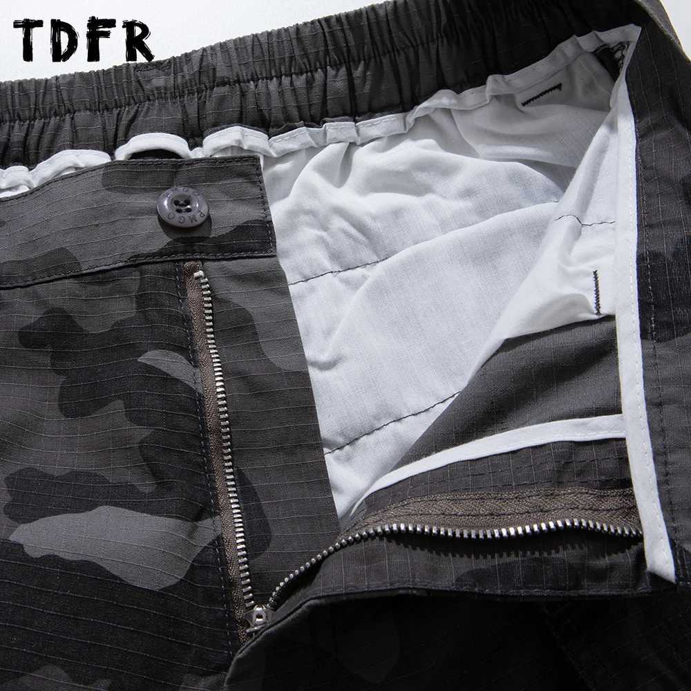 Camouflage Cargo Shorts Mens Pocket Summer Safari Style Elastic Waist Loose Wide leg knee-length shorts Men W250621