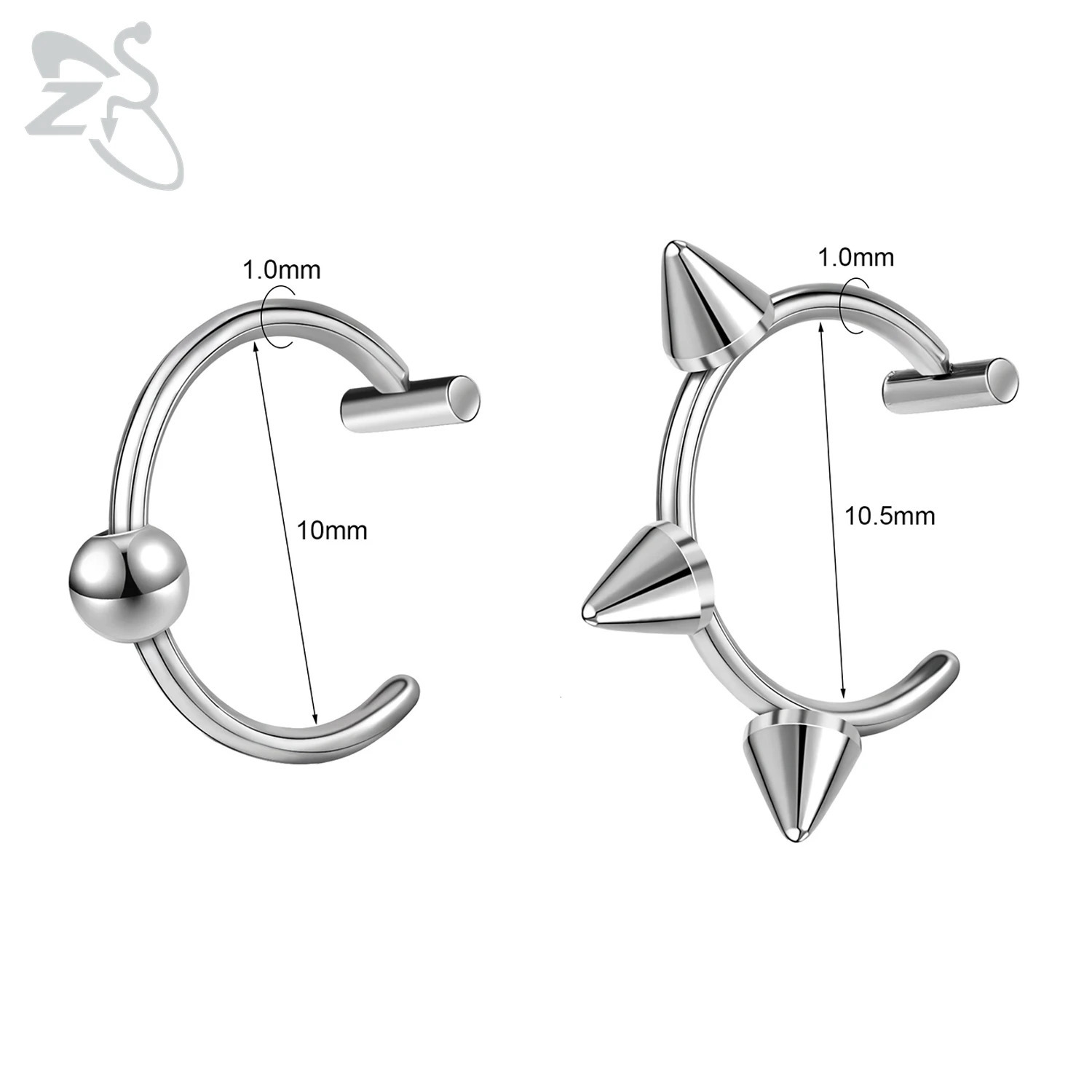 ZS 5pcs/lot Stainless Steel Lip Labret Stud For Women Men Ball Spike Faux Lips Piercings Non-Piercing Body Piercing Jewelry 250617