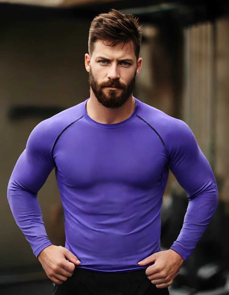 Mens Long Sleeve Rashguard UPF 50 Sun Protection Surf Shirt Quick Dry Breathable Swimming Tight T-shirt Summer 2025 Gym Clothes XJ250621