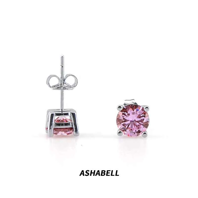 Wholesale S925 Sterling Silver Violet Moissanite Diamond Stud Earrings Unisex Hip Hop Personality Jewelry