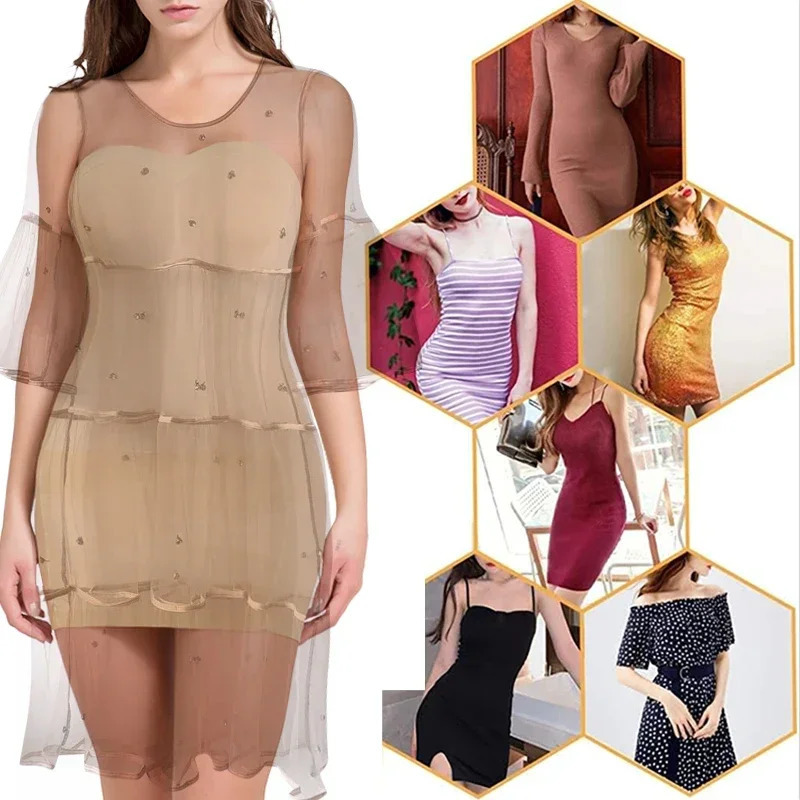 Sexy Full Slip Shapewear Women Dress Off Shoulder Bodycon Strapless Underdress Smooth Compression Body Shaper Slimming Waist 250617