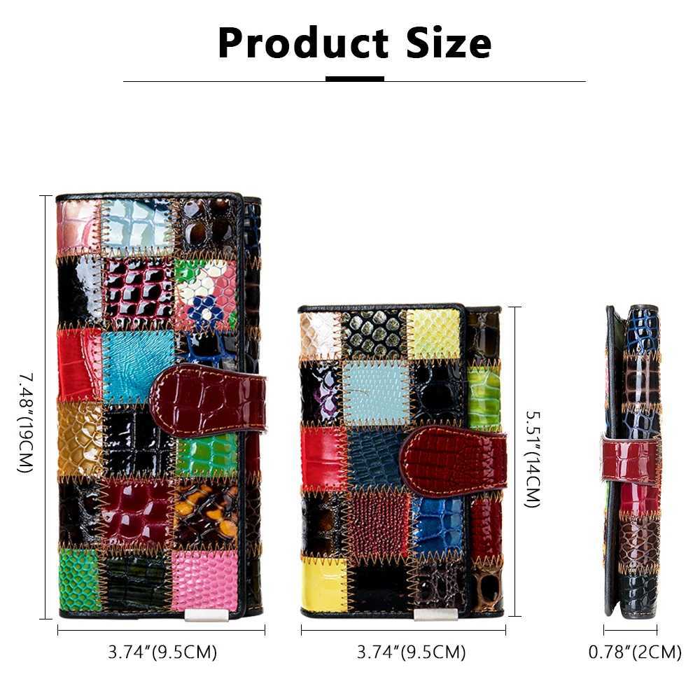 Westal Clutch Bag Women Leather Patchwork Squares Random Color Wallets Vintage Coin Wallet Female Purses Cards Wallets For Women Z250621