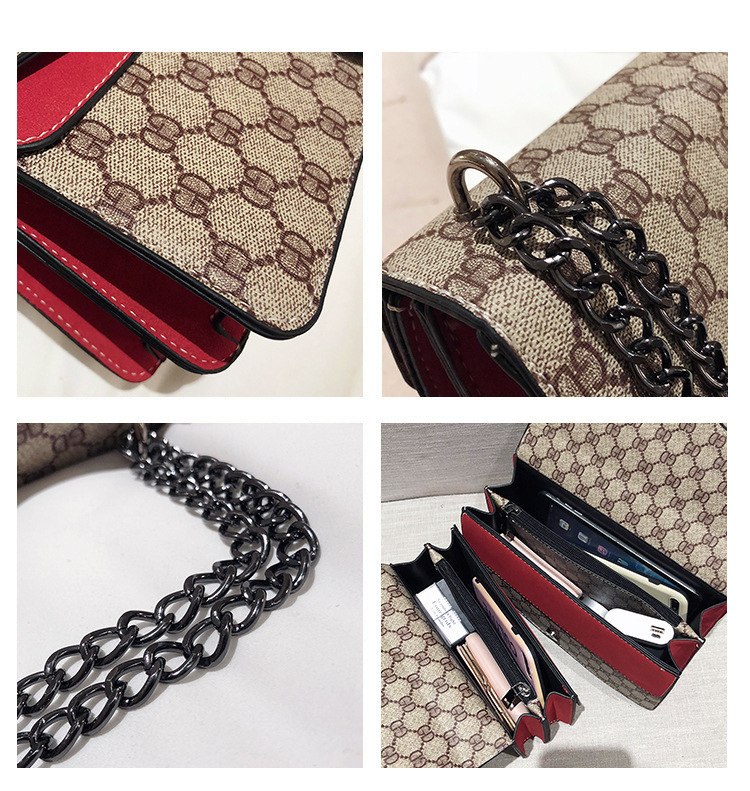 Free Shipping Designer Bag 2025 New Fashion Retro Printed Mini Shoulder Wide Chain Luxury Bag Women's Bag