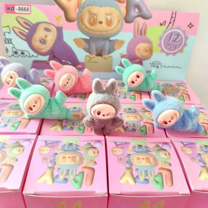 Yoga Labubu Blind Box Series Mini Flocking Cute Doll DIY Pendant Kawaii Toys Gift Set Special Decorations for Kawaii Lovers Z250620