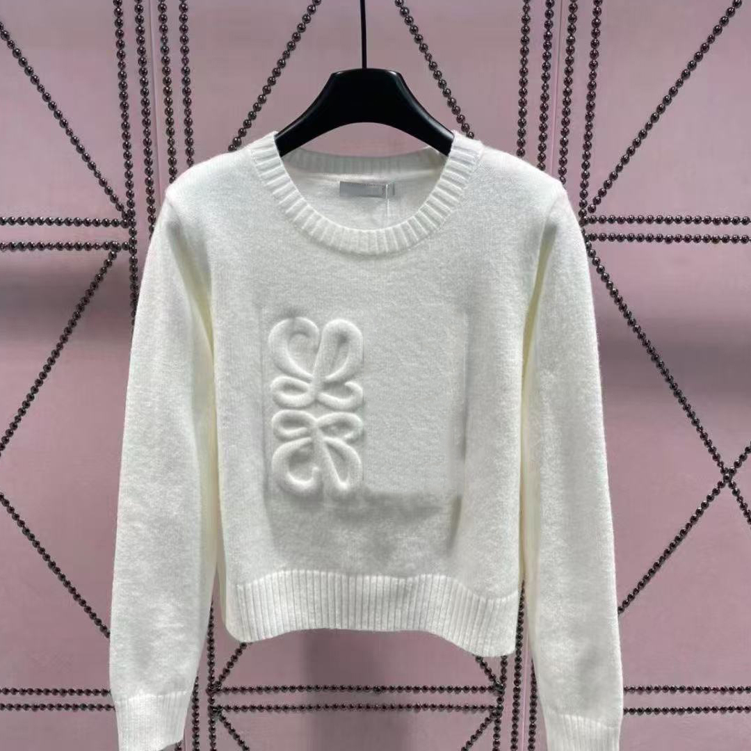 New Women's Sweater Fashion Long Sleeve Top High End Slim Pullover Coat Designer Sweater Women's White Thin Knit Sweater