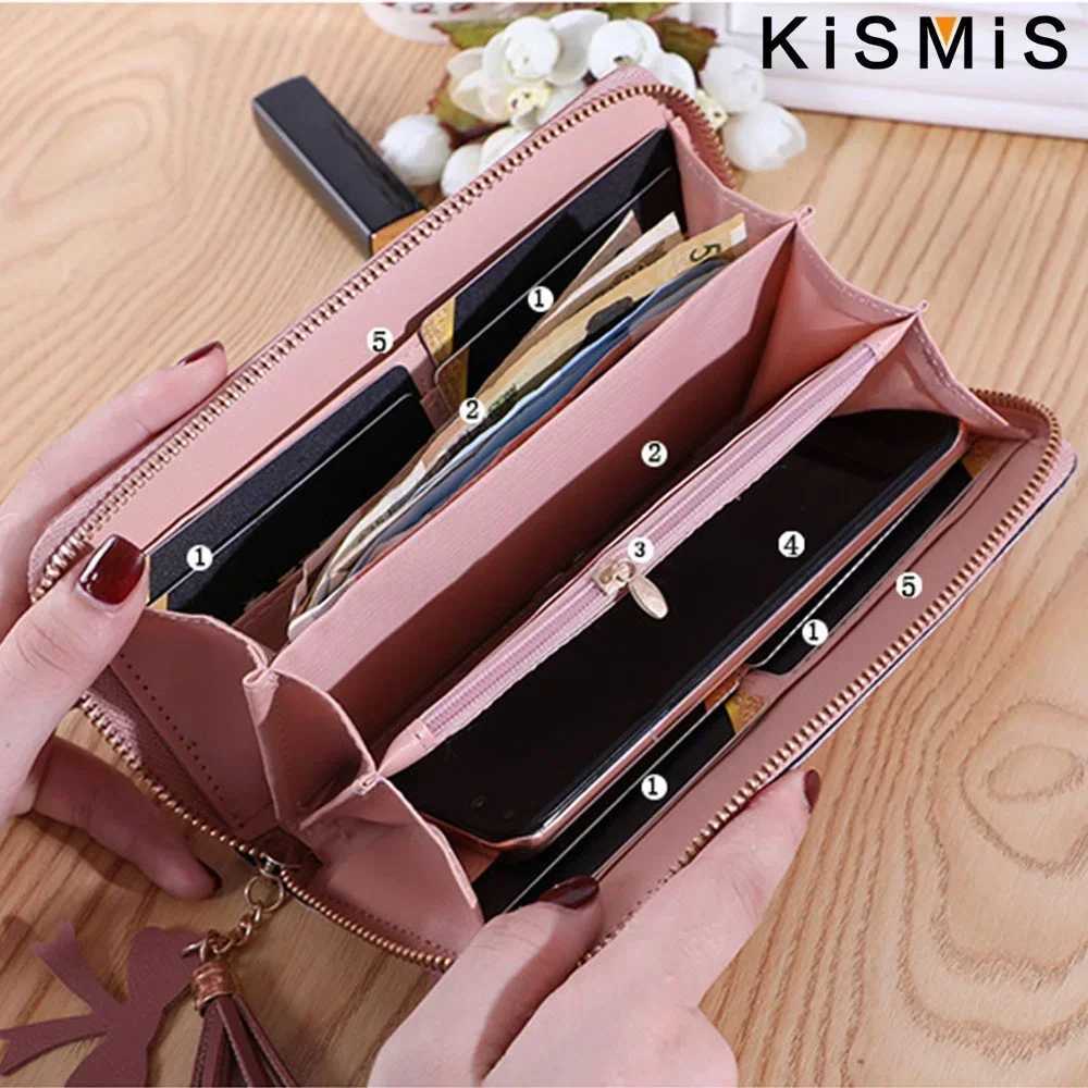 KISMIS Womens Wallets Fashion Long Leather Wallets Large Capacity Zipper Clutches Fashion Multi-Card Wallets Zipper Z250621