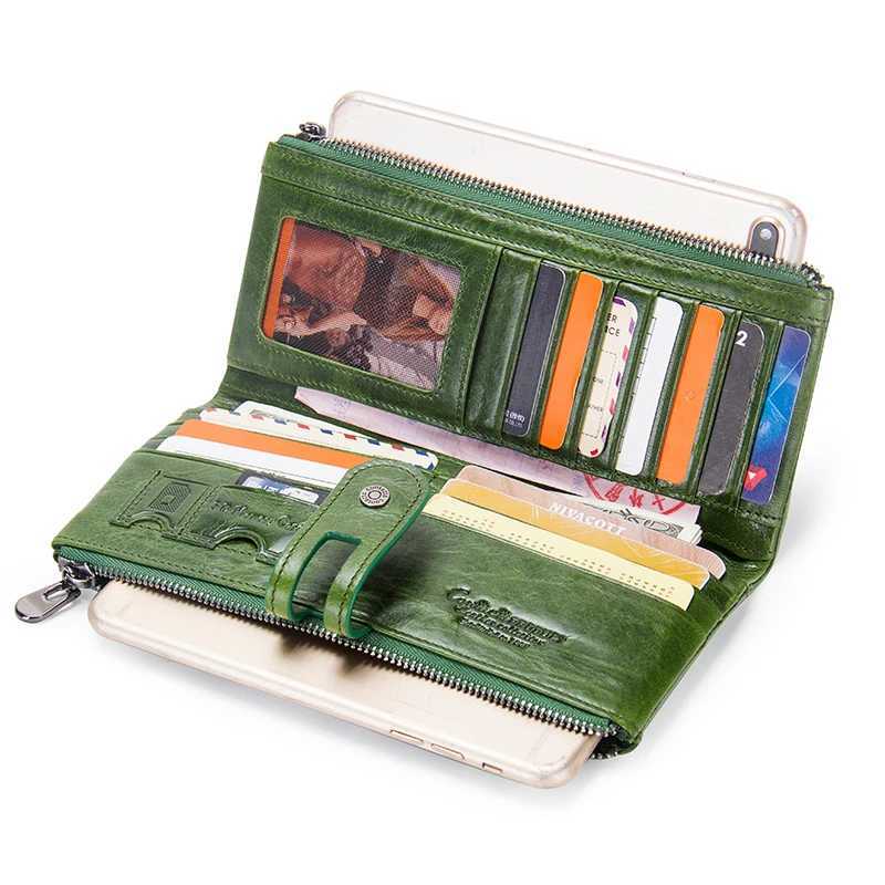 Green Red Clutch Bag Fashion Genuine Leather Women Wallet Female Long Wallets With Card Holder Zipper Coin Purse For iPhone 8 Z250621