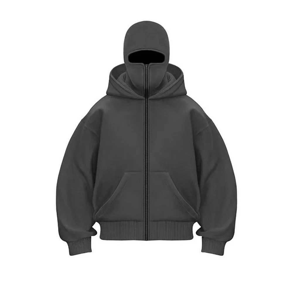 2K Fashion Double-Caps Hoodie Men Women Zipper Hooded Sweatshirts Solid Color Fleece Hoodies Spring Autumn Mens Clothing XJ250621