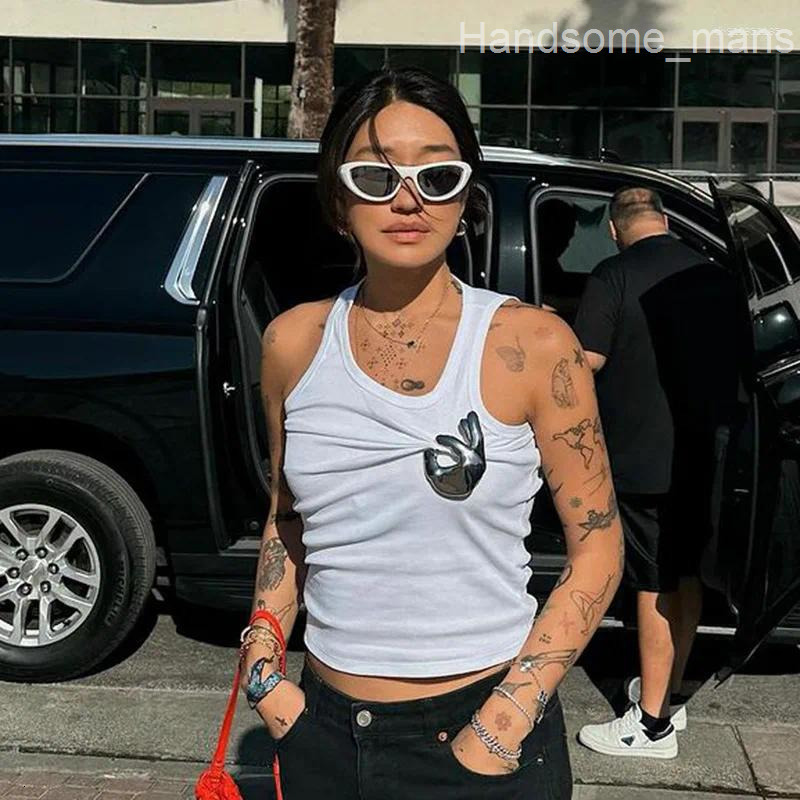 Womens Tanks Personalized Fashion Shrink Tank Top Sexy Solid Color OK Pattern
