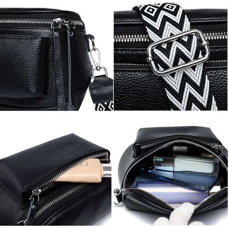 New Genuine Leather Handbag Women Saddle Bag Cowhide Female Fashion Shoulder Crossbody Bags For Ladies Totes