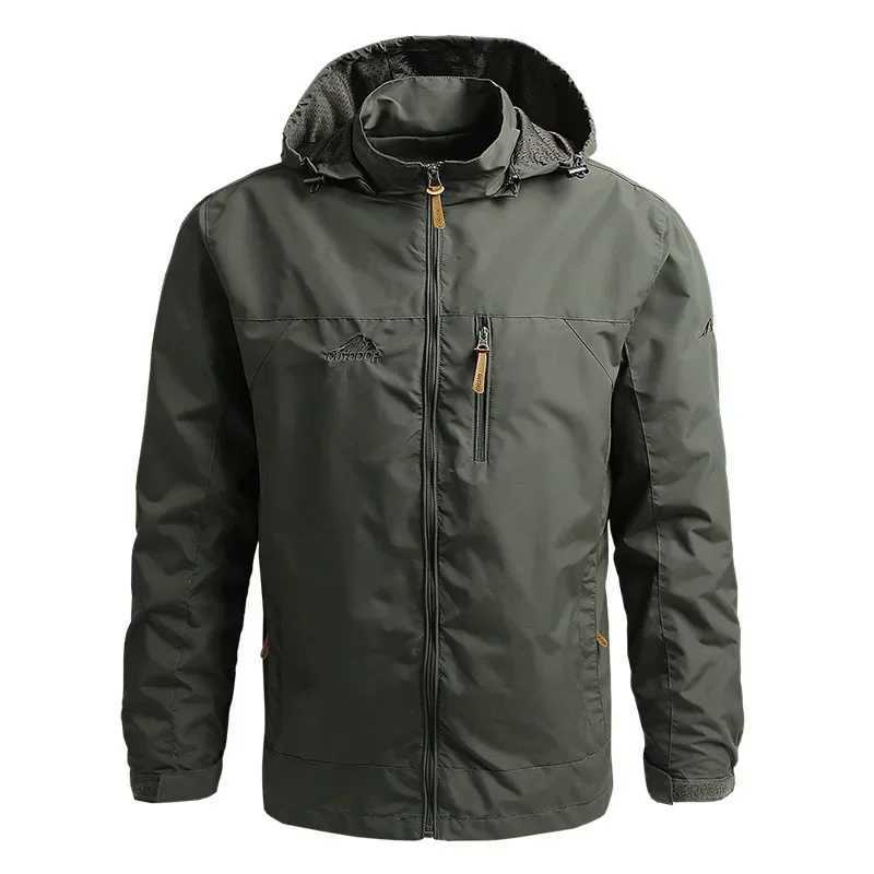 Casual Windbreaker Mens Autumn Hooded Jackets Fishing Hiking Coat Waterproof Camping Field Jacket Baseball Outerwear Mens Clothing XJ250621