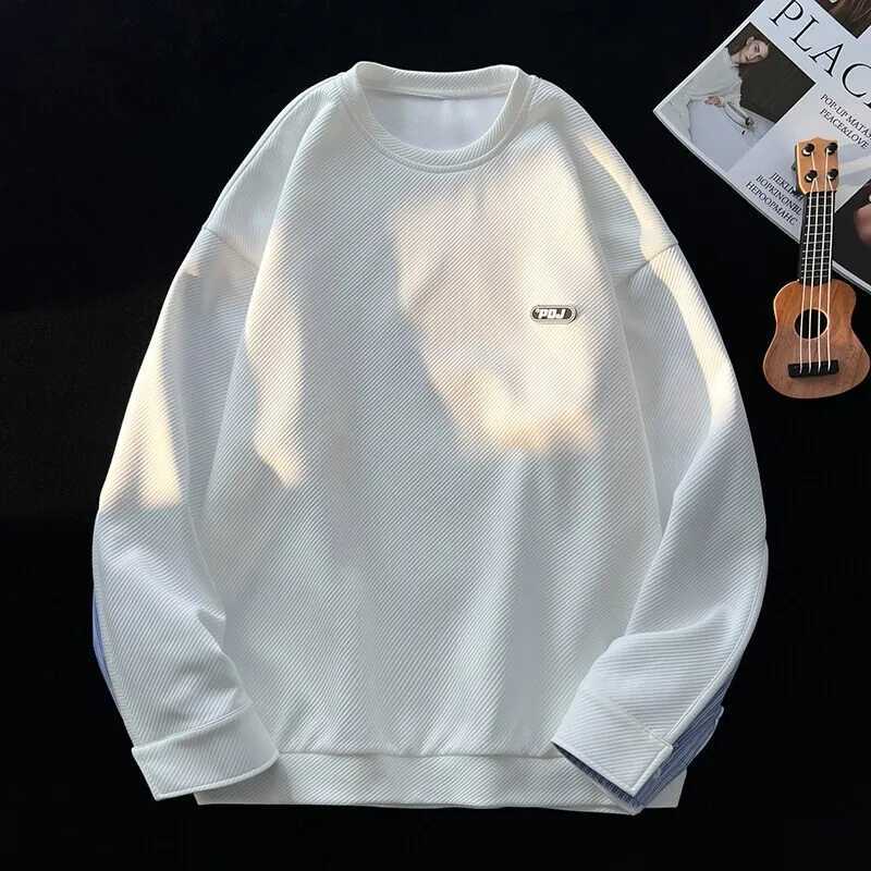 Waffle Sweatshirt 2025 New Spring Round Neck Long Sleeve Pullover Sweatshirt Casual Loose Fit Top XJ250621