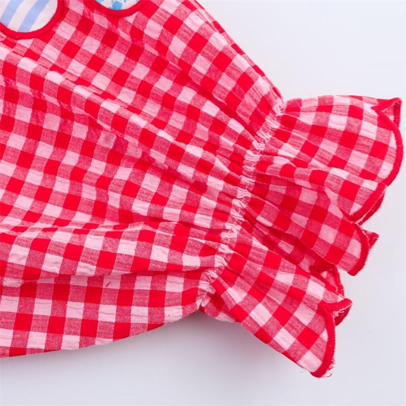 2025 Spring/Summer New Casual Women's Clothing Love Grid Embroidered Lace up Shirt with Bow Decoration