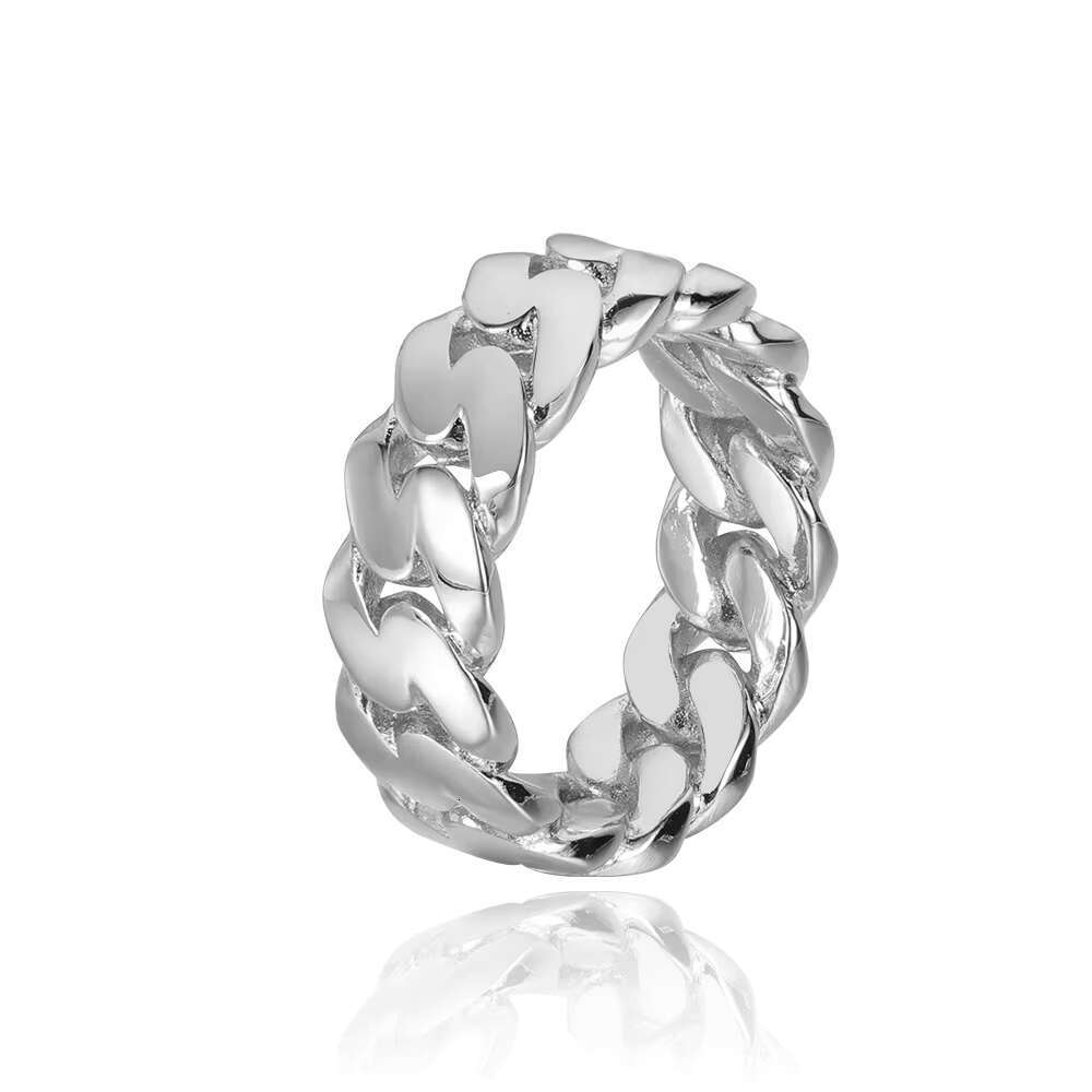 NUOYA 8MM Hip Hop Luxury 18K Gold Plated Cuban Link Ring for Men