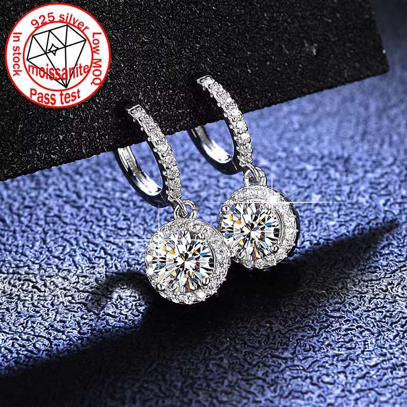 Moissanite Earrings S925 Silver LAB Diamond Earrings for Female Classic Square Earrings Quality D Color