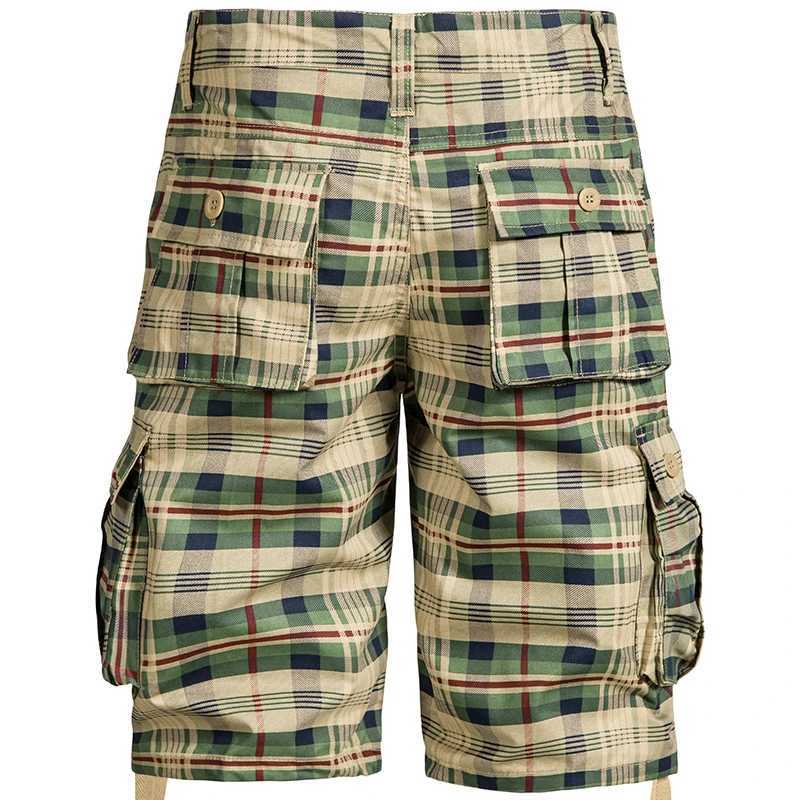 Mens Medium Pants Summer Cotton Comfortable Outdoor Sports Beach Pants Trend Plaid Shorts Loose Straight Large Size Cargo Pants W250621