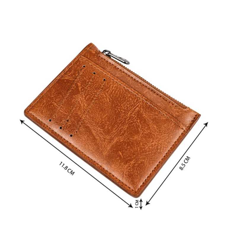 Zipper Solid Pu Leather Men Wallet Card Bank Credit ID Holder Box Multi Slot Slim Card Case Wallet Women Men Business Card Cover Z250621
