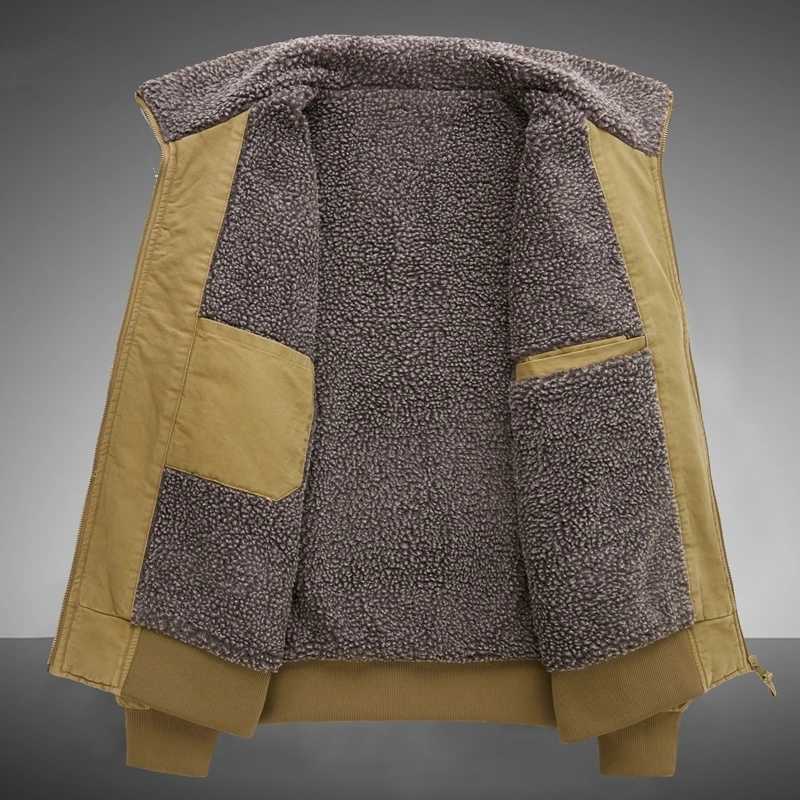 Warm Cotton Clothing Mens Lambs Wool Jacket Autumn Winter Solid Color Fleece Workwear Plus Size Outdoor Travel Lapel Coat Men XJ250621