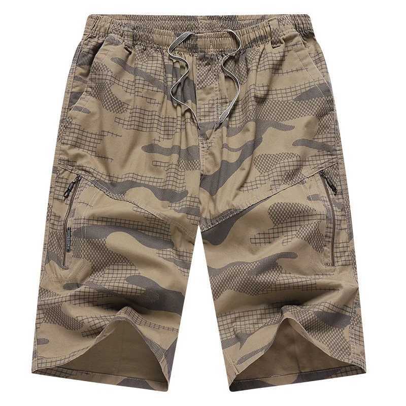 Summer Mens Cotton Breathable Cargo Shorts Multi Pocket Camouflage Beach Casual Middle Pants Loose Plus Size Capri Trousers W250621