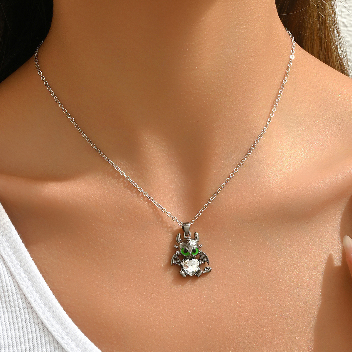 Hot Selling Dark Style Personality Demon Dl Design Inlaid Zircon Long Necklace Unisex Jewelry