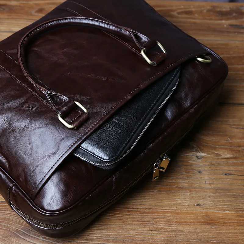 JLFGPJ Tree Cream Top Layer Cowhide Large Capacity Handbag Mens Genuine Leather Business Fashion Crossbody Briefcase Z250621