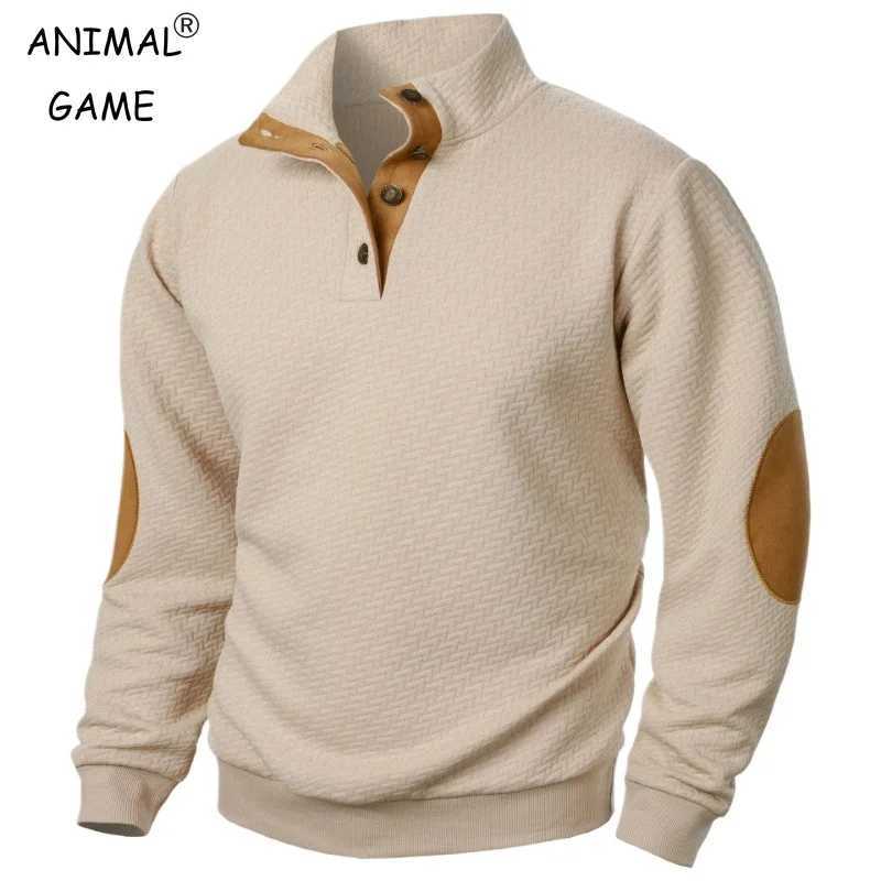 New Mens Casual Sweatshirt Casual Long Sleeve Stand Collar Button Pullover Sweatshirts Autumn Outdoor Streetwear for Men Z250621