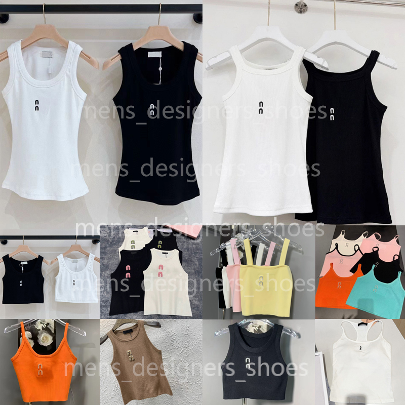 Women Tank Top Vest Designer Tanks Summer Fashion Sleeveless Knitted Sexy Tight Letter White Embroidered Tank Tops Casual Sports One Size S-XL
